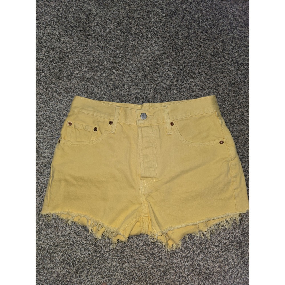 Levis 501 Original High Rise Cut Off Denim Shorts Yellow W27 56327-0253